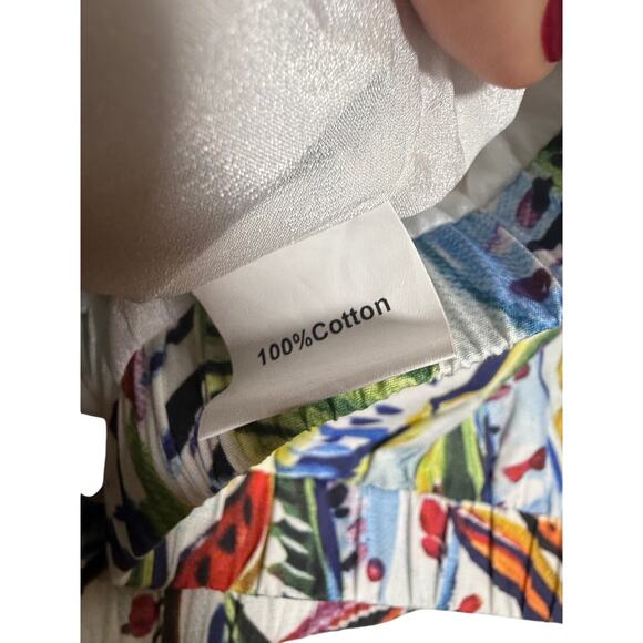 Queen of Sparkles Tropical Puff Sleeve Jeweled Crop Top Sz. M - Picture 9 of 10